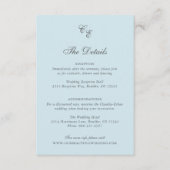 Claudia Poeder Blauw Elegant Huwelijk Informatiekaartje (Voorkant)