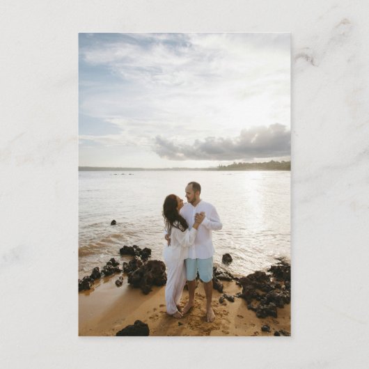 Claudia Poeder Blauw Elegant Huwelijk Informatiekaartje (Achterkant)