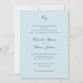 Claudia Poeder Blauw Elegant Huwelijk Kaart (Voorkant)