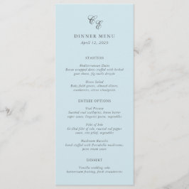 Claudia Poeder Blauw Elegant Huwelijk Menu