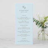 Claudia Poeder Blauw Elegant Huwelijk Menu (Staand voorkant)
