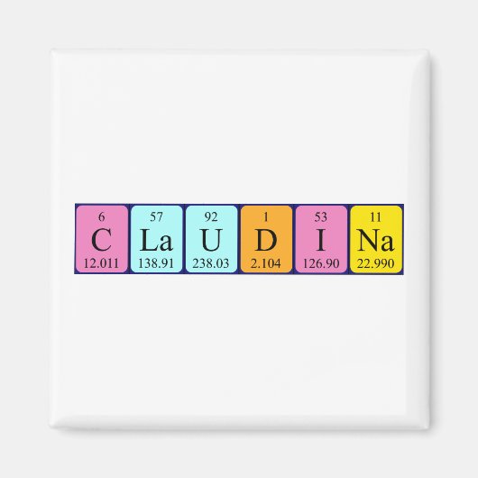 Claudina periodieke lijstnaam magnet (Voorkant)