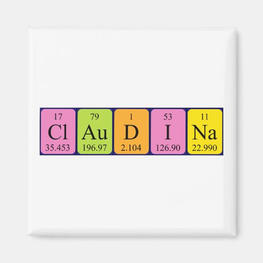 Claudina periodieke lijstnaam magnet (Voorkant)