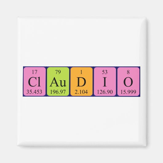 Claudio periodieke table name magnet (Voorkant)