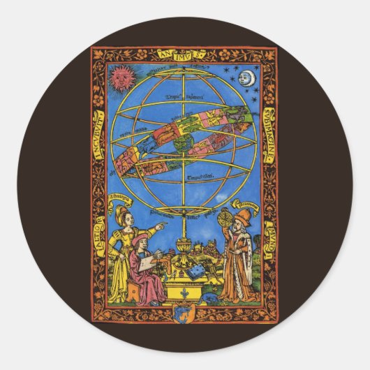 Claudius Ptolemaeus Astronoom,  hemels Ronde Sticker (Voorkant)