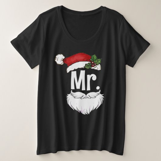 Claus Couples Matching Kerstpyjama Santa Grote Maat T-shirt (Design voorkant)