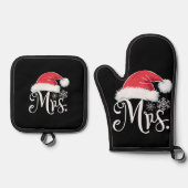 Claus Couples Matching Kerstpyjama Santa Ovenwant & Pannenlap Set (Voorkant)