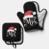 Claus Couples Matching Kerstpyjama Santa Ovenwant & Pannenlap Set (Voorkant / Achterkant)