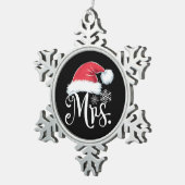 Claus Couples Matching Kerstpyjama Santa Tin Sneeuwvlok Ornament (Rechts)