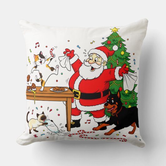 Claus-trofobie: Santa's Koek Chaos Crew Kussen (Voorkant)