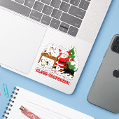 Claus-trophobia: Santa’s Cookie Chaos Crew Sticker (Laptop met iPhone)