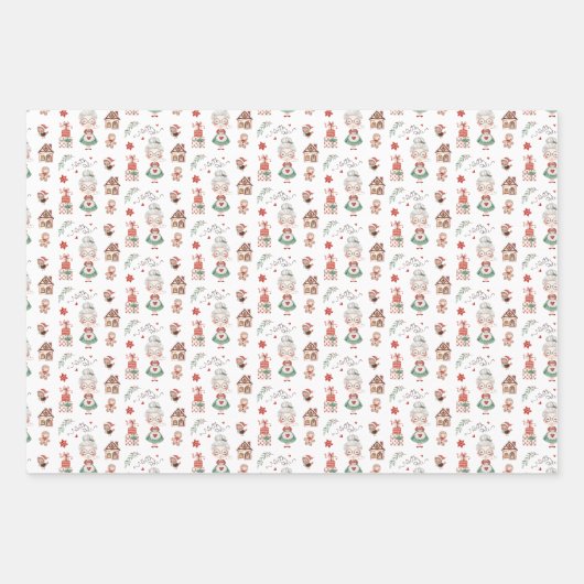 Claus Wrapping Paper Flat Sheet Set of 3 (Voorkant 3)