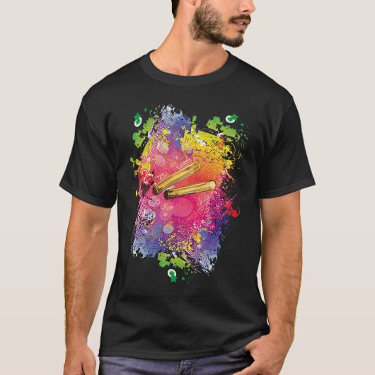 Clave Salsa Instruments i Latino Music Fans T-shirt (Voorkant)