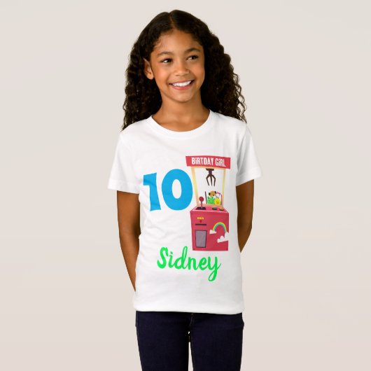 Claw Arcade Birthday Party Girl Outfit T-shirt (Voorkant volledig)