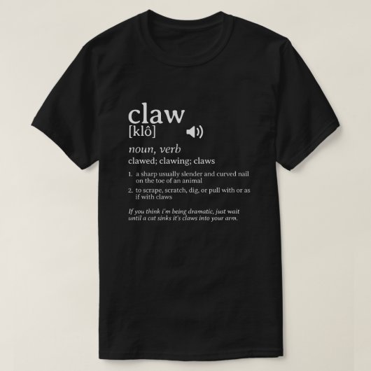 Claw Definition Dictionary T-shirt (Design voorkant)