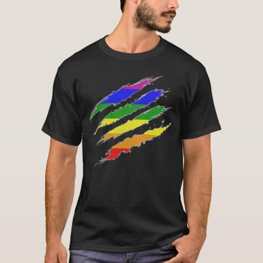 Claw Marks Rainbow vlag T-shirt (Voorkant)
