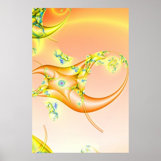 Claw | Oranje en gele fractale kunst Poster (Voorkant)