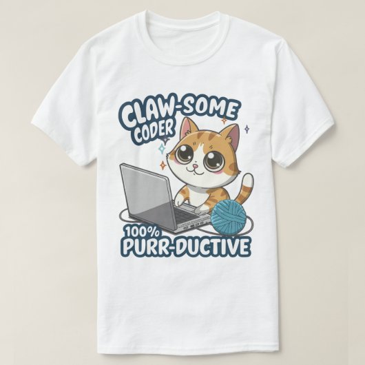 Claw-some Coder Anime Cat T-Shirt - Grappig Progra (Design voorkant)