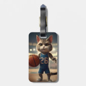 Claw-some Hoops: De onverschrokken kat basketballe Bagagelabel (Achterkant verticaal)