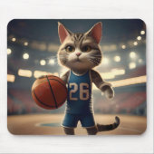 Claw-some Hoops: De onverschrokken kat basketballe Muismat (Voorkant)