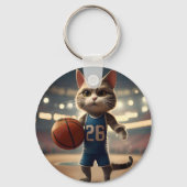 Claw-some Hoops: De onverschrokken kat basketballe Sleutelhanger (Achterkant)