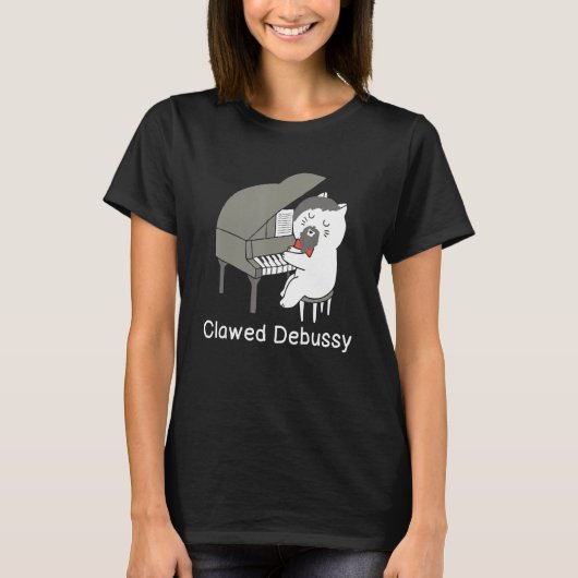 Clawed Debussy Cat Piano Classical Music Composer T-shirt (Voorkant)