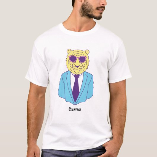 Clawface - Blauw pak Tijger met roze tinten T-Shir T-shirt (Voorkant)