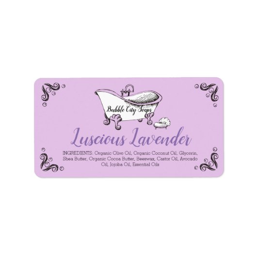 Clawfoot bad zeepschaal badkuip handgemaakte zeep etiket (Voorkant)