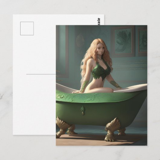 Clawfoot Bath Woman Briefkaart (Voorkant / Achterkant)