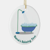 Clawfoot Tub & Bubbles Blue & Green Keramisch Ornament (Rechts)