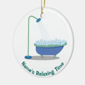 Clawfoot Tub & Bubbles Blue & Green Keramisch Ornament (Links)