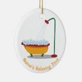 Clawfoot Tub & Bubbles Red & Gold Keramisch Ornament (Rechts)