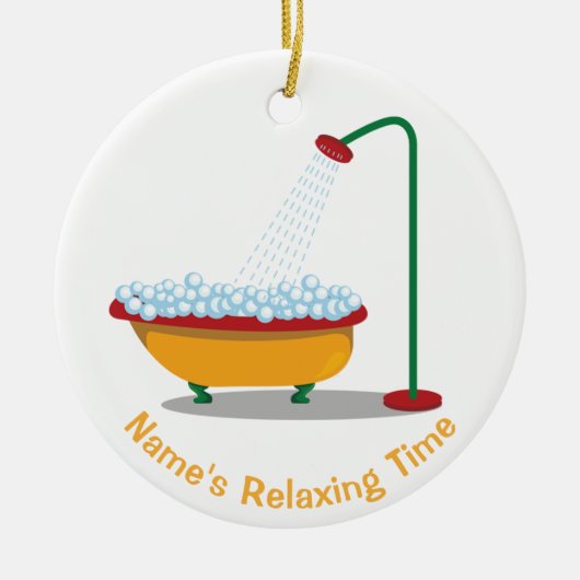 Clawfoot Tub & Bubbles Red & Gold Keramisch Ornament (Voorkant)