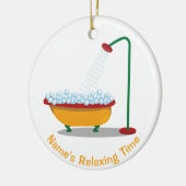 Clawfoot Tub & Bubbles Red & Gold Keramisch Ornament (Links)