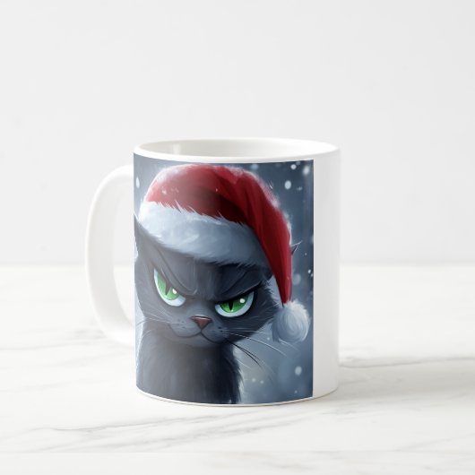 'Claws Humbug' Grumpy Christmas Cat Coffee Cup Koffiemok (Voorkant links)