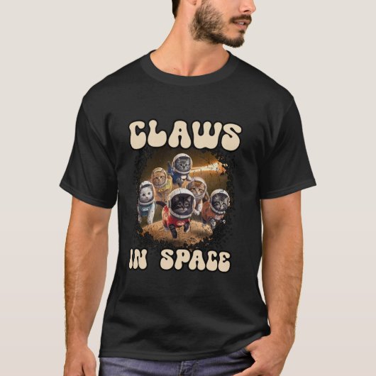 CLAWS IN SPACE schattige astronaut Katten die zonn T-shirt (Voorkant)