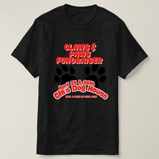 Claws & Paws Fundraisers - De Lijst T-shirt (Design voorkant)