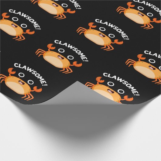 Clawsome Funny Geweldige Crab Pun Dark BG Cadeaupapier (Hoek)