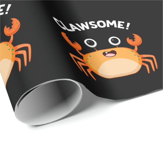 Clawsome Funny Geweldige Crab Pun Dark BG Cadeaupapier (Rol Hoek)