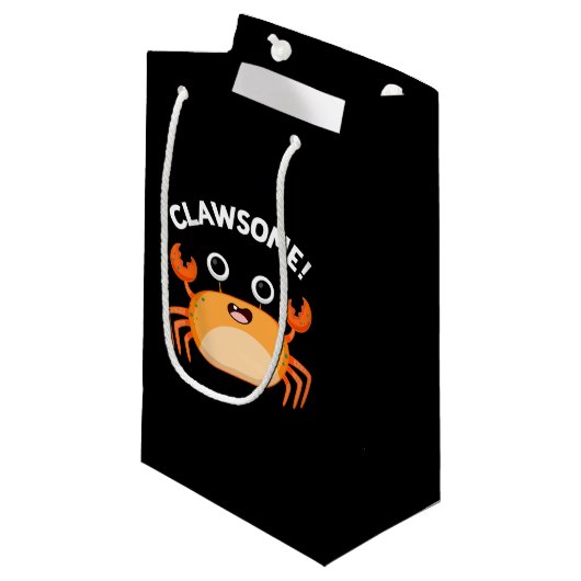 Clawsome Funny Geweldige Crab Pun Dark BG Klein Cadeauzakje (Voorkant Gekanteld)