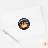 Clawsome Funny Geweldige Crab Pun Dark BG Ronde Sticker (Envelop)