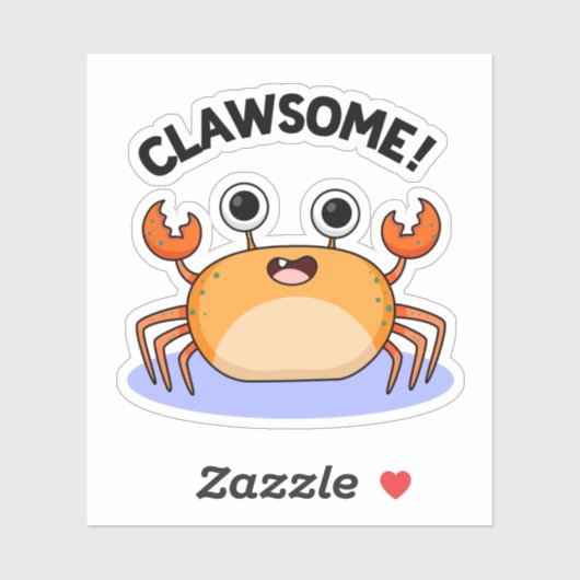 Clawsome Funny Geweldige Crab Pun Sticker (Vel)