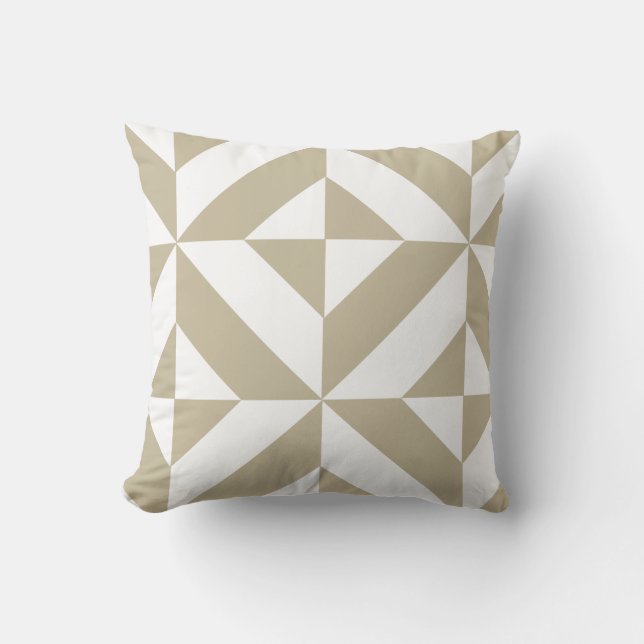 Clay Beige Geometric Deco Cube Patroon Kussen (Voorkant)