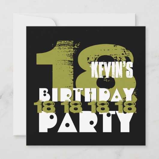 CLAY BLACK 18th Birthday Party 18 Year Old V10B Kaart (Voorkant)