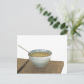 Clay Bowl Spoon Oats Porridge Table Briefkaart (Staand voorkant)