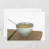 Clay Bowl Spoon Oats Porridge Table Briefkaart (Voorkant / Achterkant)