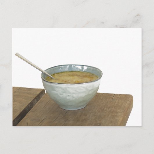 Clay Bowl Spoon Oats Porridge Table Briefkaart (Voorkant)