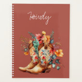 Clay Brown Bloemen Cowgirl Laarzen Planner (Voorkant)