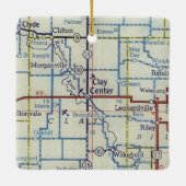 Clay Center KS  kaart Keramisch Ornament (Achterkant)