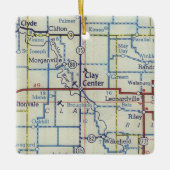 Clay Center KS kaart Keramisch Ornament (Voorkant)